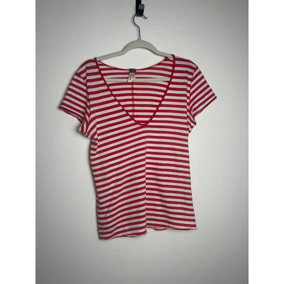 We The Free Avery Striped V-Neck Red White Nautical Women's Size Med - Picture 1 of 5